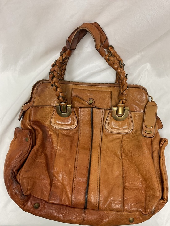 Chloe Handbags - Chloé Paddington Style Tan Leather Satchel Braided Handles Gold Hardware